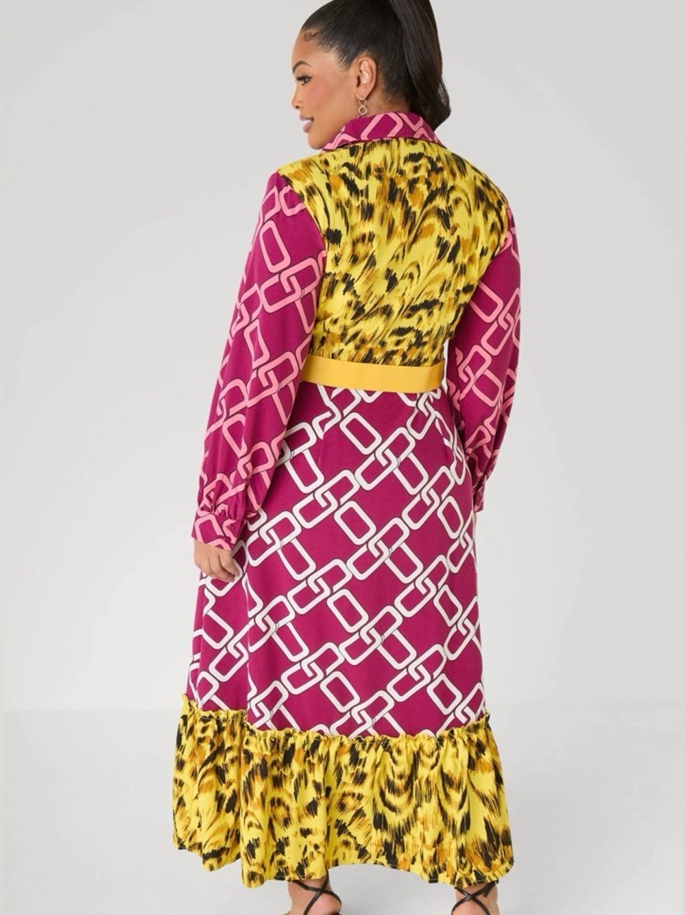 NWT Ashley Stewart Plus Size Vibrant Abstract Printed Shirt Dress with Belt - Picture 2 of 6